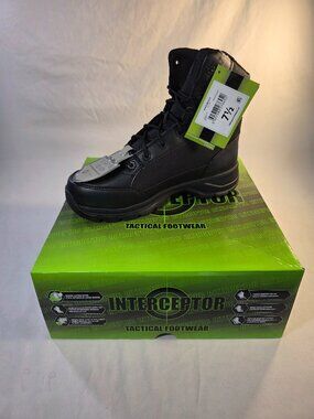 Interceptor NWT Men's Black Leather Tactical Steel Toe Boots Force 2.0 Size 7.5